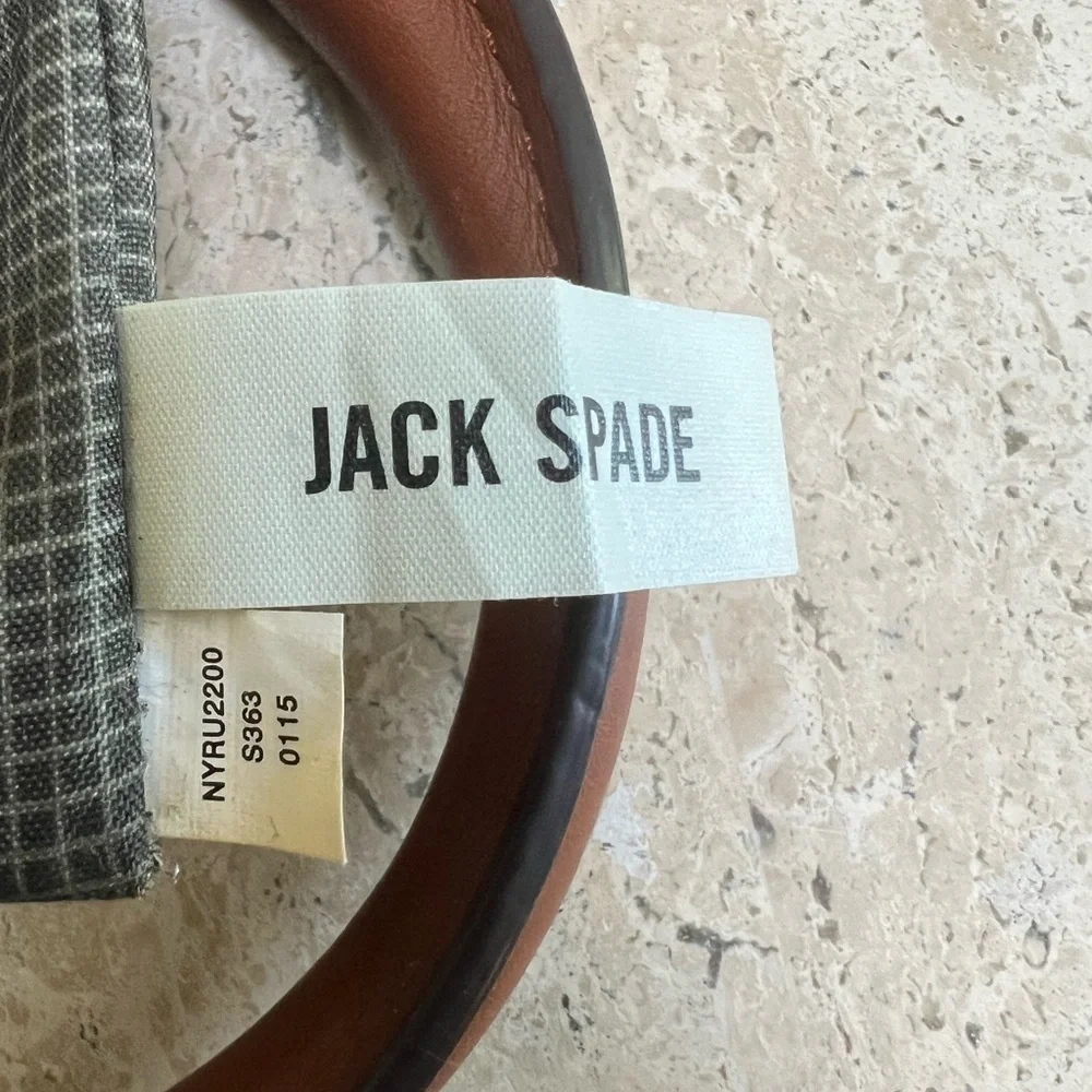 JACK SPADE Tan Solid Leather Briefcase Bag